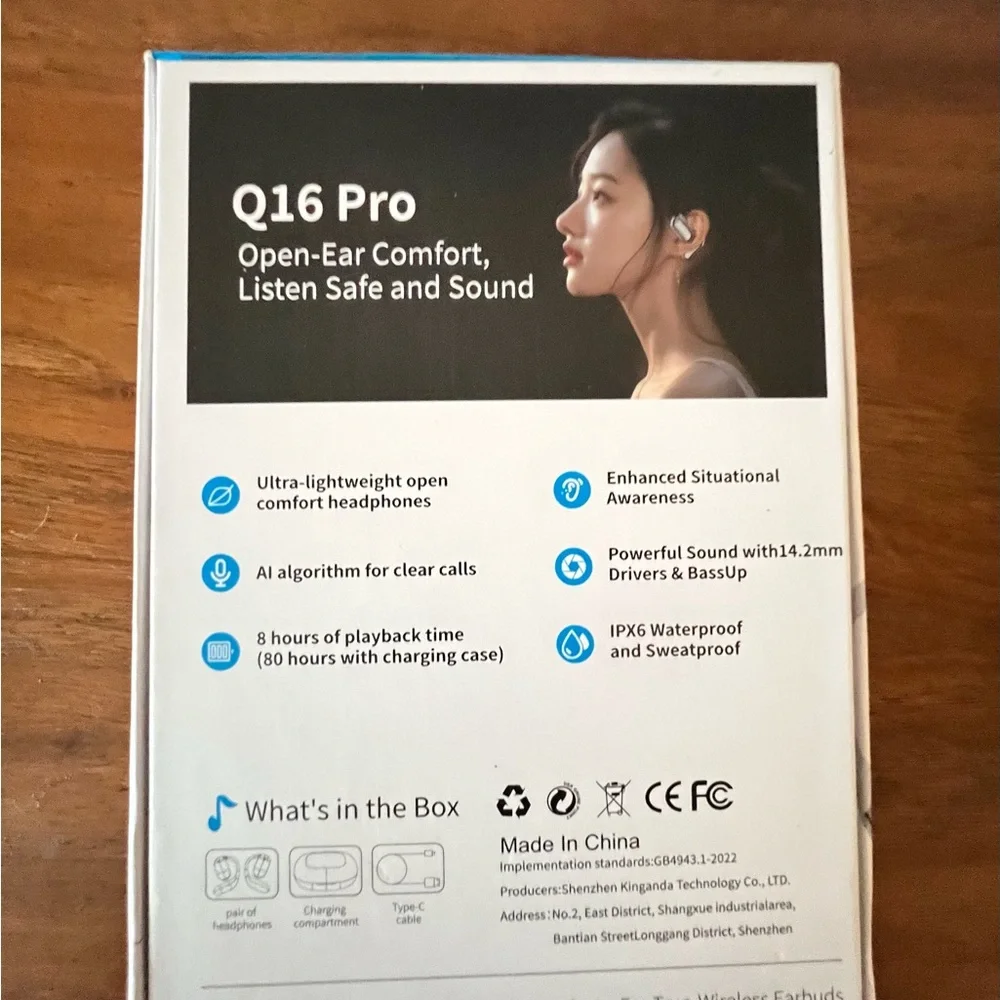 Q16 Pro Black Open-Ear True Wireless Earbuds